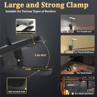 Hecdstly Clip On Desk Lamp Battery Powered Reading Light With Strong Clamp 5 Colors 5 Brightness Usb Rechargeable Portable C