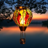 Kelvinlux Hot Air Balloon Outdoor Solar Lantern With Flickering Flame Hanging Light Waterproof For Garden Patio Yard Party Porc