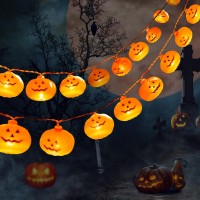 Riogree Halloween Decorations 9Ft 20Led Pumpkin String Lights 2 Model Battery Operated Halloween Decor Pumpkin Led Lights Than