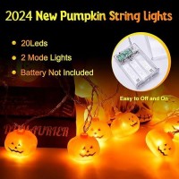 Riogree Halloween Decorations 9Ft 20Led Pumpkin String Lights 2 Model Battery Operated Halloween Decor Pumpkin Led Lights Than