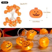 Riogree Halloween Decorations 9Ft 20Led Pumpkin String Lights 2 Model Battery Operated Halloween Decor Pumpkin Led Lights Than