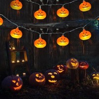 Riogree Halloween Decorations 9Ft 20Led Pumpkin String Lights 2 Model Battery Operated Halloween Decor Pumpkin Led Lights Than