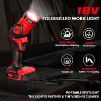 Gunoze Cordless Led Work Light For Milwaukee M18 Battery Up To 800 Lumens With Low Voltage Protection 90 Degree Rotating Wide