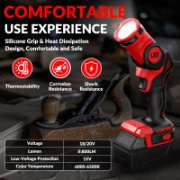 Gunoze Cordless Led Work Light For Milwaukee M18 Battery Up To 800 Lumens With Low Voltage Protection 90 Degree Rotating Wide