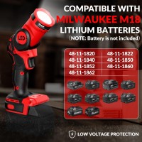 Gunoze Cordless Led Work Light For Milwaukee M18 Battery Up To 800 Lumens With Low Voltage Protection 90 Degree Rotating Wide