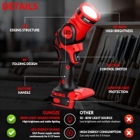 Gunoze Cordless Led Work Light For Milwaukee M18 Battery Up To 800 Lumens With Low Voltage Protection 90 Degree Rotating Wide