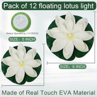 Lacgo 12 Pcs Diwali Waterproof Floating Lotus Light Floating Flower Light Battery Operated Water Activated Warm White Pool Flo