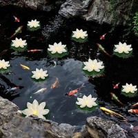 Lacgo 12 Pcs Diwali Waterproof Floating Lotus Light Floating Flower Light Battery Operated Water Activated Warm White Pool Flo