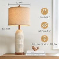 Oyears 265 Table Lamp For Living Room Bedroom Lamp With Usb Ac Charging Ports Modern Farmhouse Bedside Lamps For Night Stand