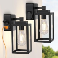 Wihtu Outdoor Wall Light Fixtures Outdoor Wall Sconce With Gfci Outlet 2Pack Porch Sconces Wall Mounted Lighting Porch Light