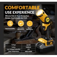 Gunoze Cordless Led Work Light For Dewalt 20V Battery Up To 800 Lumens With Low Voltage Protection 90 Degree Rotating Widean