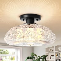 Semi Flush Mount Ceiling Light Fixture 11 Inch Modern Glass Hall Light Vintage Light Fixture For Kitchen Hallway Bathroom A