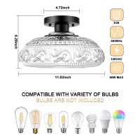 Semi Flush Mount Ceiling Light Fixture 11 Inch Modern Glass Hall Light Vintage Light Fixture For Kitchen Hallway Bathroom A