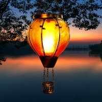 Kelvinlux Hot Air Balloon Outdoor Solar Lantern With Flickering Flame Hanging Light Waterproof For Garden Patio Yard Party Porc