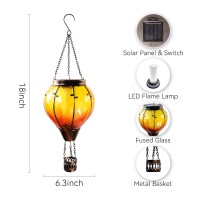 Kelvinlux Hot Air Balloon Outdoor Solar Lantern With Flickering Flame Hanging Light Waterproof For Garden Patio Yard Party Porc