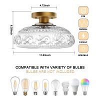 Semi Flush Mount Ceiling Light Fixture 11 Inch Modern Glass Hall Light Vintage Light Fixture For Kitchen Hallway Bathroom A