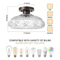 Semi Flush Mount Ceiling Light Fixture 11 Inch Modern Glass Hall Light Vintage Light Fixture For Kitchen Hallway Bathroom A