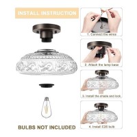 Semi Flush Mount Ceiling Light Fixture 11 Inch Modern Glass Hall Light Vintage Light Fixture For Kitchen Hallway Bathroom A