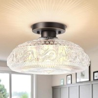 Semi Flush Mount Ceiling Light Fixture 11 Inch Modern Glass Hall Light Vintage Light Fixture For Kitchen Hallway Bathroom A