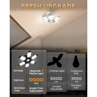 Adiding Rotatable Led Garage Light Bulb 6500K Led Basement Light With 61 Deformable Panels For Shop E26 E27 Attic Roof Ceilin