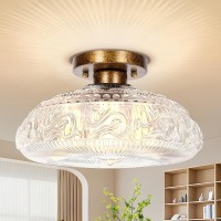 Semi Flush Mount Ceiling Light Fixture 11 Inch Modern Glass Hall Light Vintage Light Fixture For Kitchen Hallway Bathroom A