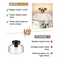 Semi Flush Mount Ceiling Light Fixture 11 Inch Modern Glass Hall Light Vintage Light Fixture For Kitchen Hallway Bathroom A