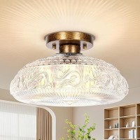 Semi Flush Mount Ceiling Light Fixture 11 Inch Modern Glass Hall Light Vintage Light Fixture For Kitchen Hallway Bathroom A