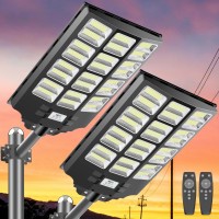 Deepn 2 Pack Solar Lights Outdoor Waterproof 3600W 300000 Lumens Dusk To Dawn Led Solar Flood Light Motion Sensor Street Lights