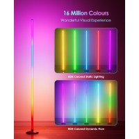 Yikbik 2Pcs Rgbw Corner Floor Lamp 65 Color Changing 24V Led Floor Lamp With Cool White Bluetooth App Remote Control Music S