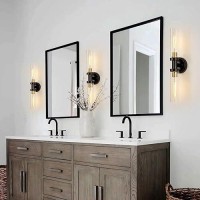 Kenmi 1Light Bathroom Black Vanity Light Matte Black Wall Sconce Vintage With Clear Glass Shade Hallway Light Fixture Sconce