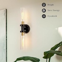 Kenmi 1Light Bathroom Black Vanity Light Matte Black Wall Sconce Vintage With Clear Glass Shade Hallway Light Fixture Sconce