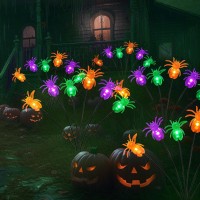 6Pack Total 48Led Purple Orange And Green Spider Solar Halloween Lights Outdoor Solar Garden Lights Swaying Solar Firefly Ligh