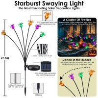 6Pack Total 48Led Purple Orange And Green Spider Solar Halloween Lights Outdoor Solar Garden Lights Swaying Solar Firefly Ligh