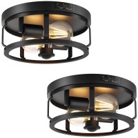 Oykyohei Outdoor Ceiling Lights 2 Pack 2Light Black Flush Mount Motion Sensor Ceiling Light Dusk To Dawn Porch Light Fixtures