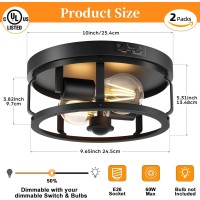 Oykyohei Outdoor Ceiling Lights 2 Pack 2Light Black Flush Mount Motion Sensor Ceiling Light Dusk To Dawn Porch Light Fixtures