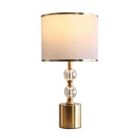 Modern Crystal Table Lamp, Simple Bedroom Bedside Table Light With Linen Fabric Lampshade, Creative Decorative Desk Light, Table Light Desk Lamp Reading Lamp For Study Room