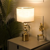 Modern Crystal Table Lamp, Simple Bedroom Bedside Table Light With Linen Fabric Lampshade, Creative Decorative Desk Light, Table Light Desk Lamp Reading Lamp For Study Room