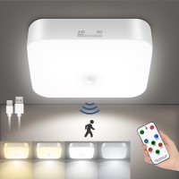 Rechargeable Motion Sensor Closet Light With Remote Battery Operated Wireless Ceiling Lights 500Lm4 Colors Dimmable Motion A