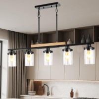 5Light Kitchen Island Lighting Farmhouse Dining Room Chandelier Over Table Modern Pendant Light Fixture With Adjustable Heigh