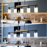 5Light Kitchen Island Lighting Farmhouse Dining Room Chandelier Over Table Modern Pendant Light Fixture With Adjustable Heigh