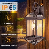 Roravilila 18 Bronze Outdoor Light Fixtures With Dusk To Dawn Sensor 2Pack Antirust Aluminum Brown Outside Lights For Hous