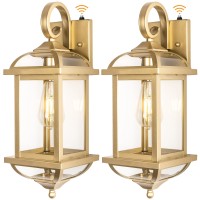 Roravilila Large Dusk To Dawn Golden Outdoor Sconces 2Pack Antirust Aluminum Brass Outdoor Light Fixtures Enclosed Bottom Ext