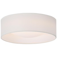 Calokes 13 White Fabric Flush Mount Ceiling Light 24W 3000K Led Closed To Ceiling Light Fixture With Classic Linen Drum Desig