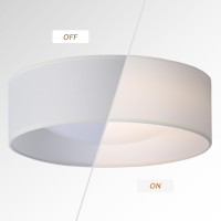 Calokes 13 White Fabric Flush Mount Ceiling Light 24W 3000K Led Closed To Ceiling Light Fixture With Classic Linen Drum Desig