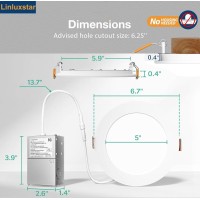 Linluxstar 24 Pack 6 Inch Ultrathin Led Recessed Ceiling Light With Junction Box 6500K Celinglight 12W 110W Eqv Can Lgihts Le