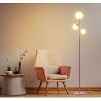 Fiqevs 3 Globe Mid Modern Floor Lamp With Orb Frosted Glass Globe And 3000K Warm Light Led Bulbs Cute Standing Tree Lamp For Li