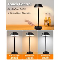 Snotme Cordless Table Lamp 3 Colors Stepless Dimming 5000Mah Battery Operated Touch Lamp Portable Led Desk Lamp Small Table Lam