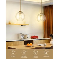 Emak 3 Pack Pendant Lights Kitchen Island Gold Pendant Light Fixtures With Clear Glass Shade Modern 8 Inch Globe Hanging Light