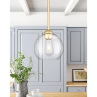 Emak 3 Pack Pendant Lights Kitchen Island Gold Pendant Light Fixtures With Clear Glass Shade Modern 8 Inch Globe Hanging Light