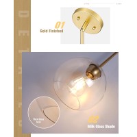 Emak 3 Pack Pendant Lights Kitchen Island Gold Pendant Light Fixtures With Clear Glass Shade Modern 8 Inch Globe Hanging Light